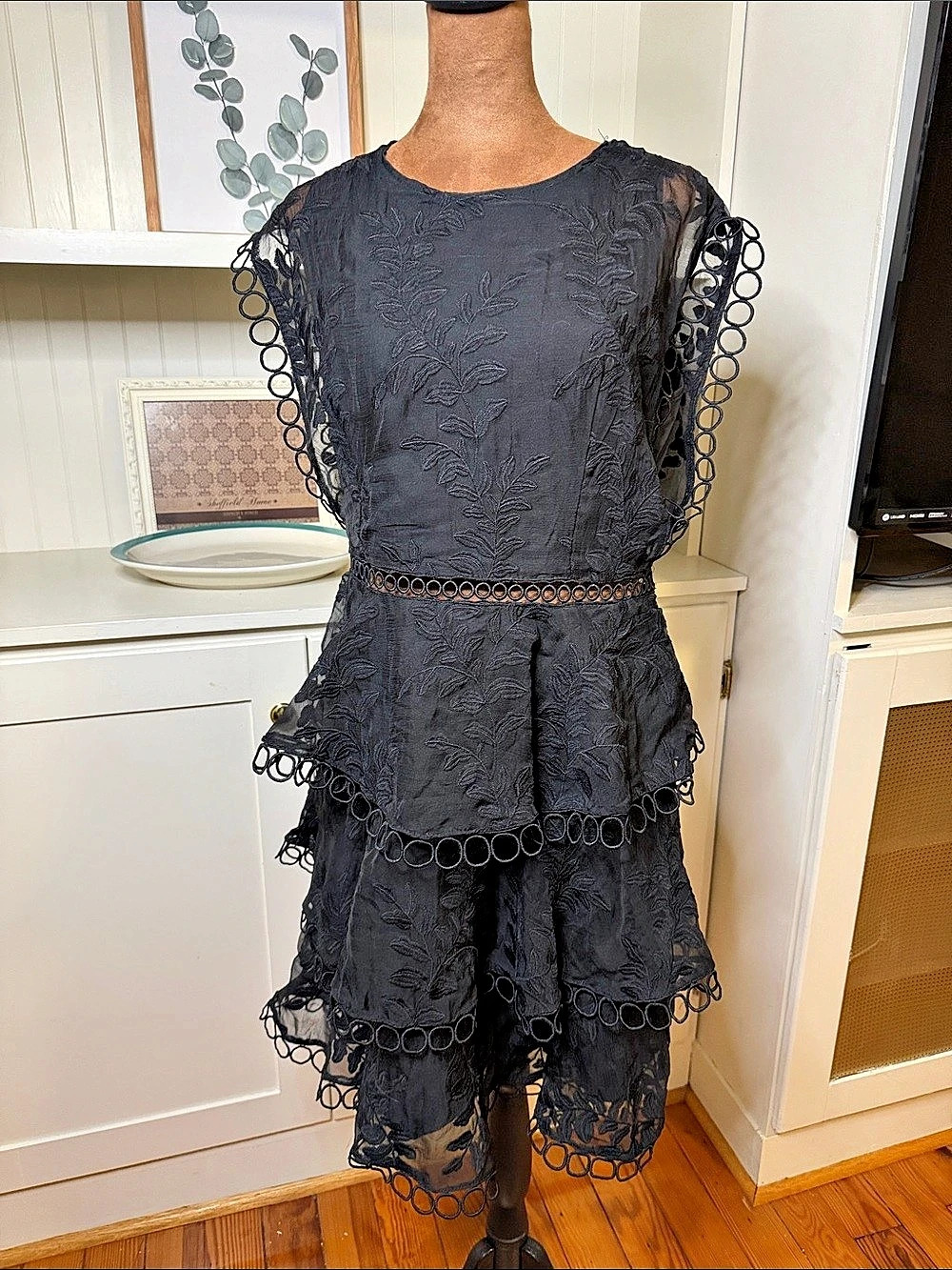 EDIT White Closet Midi Floral Lace Trim Dress Size 14 Like New